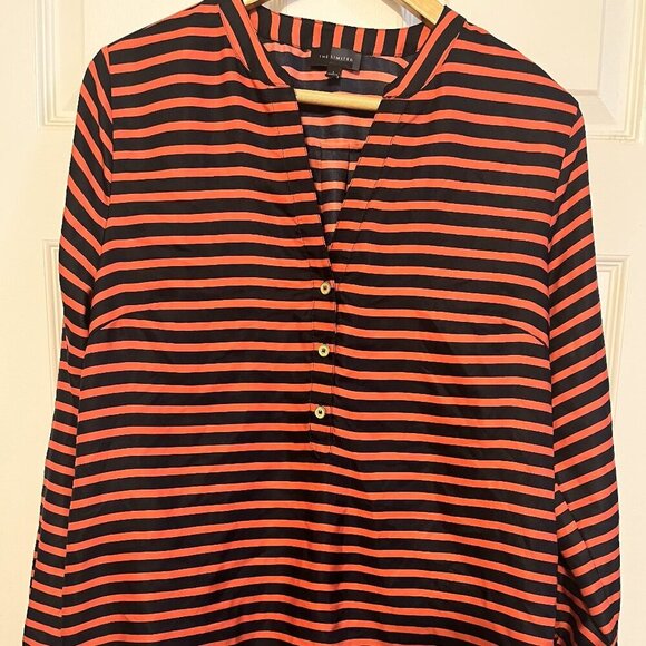 Limited Red & Blue Striped Blouse – Size Large, EUC, Classic Button-Front Top - Picture 1 of 5